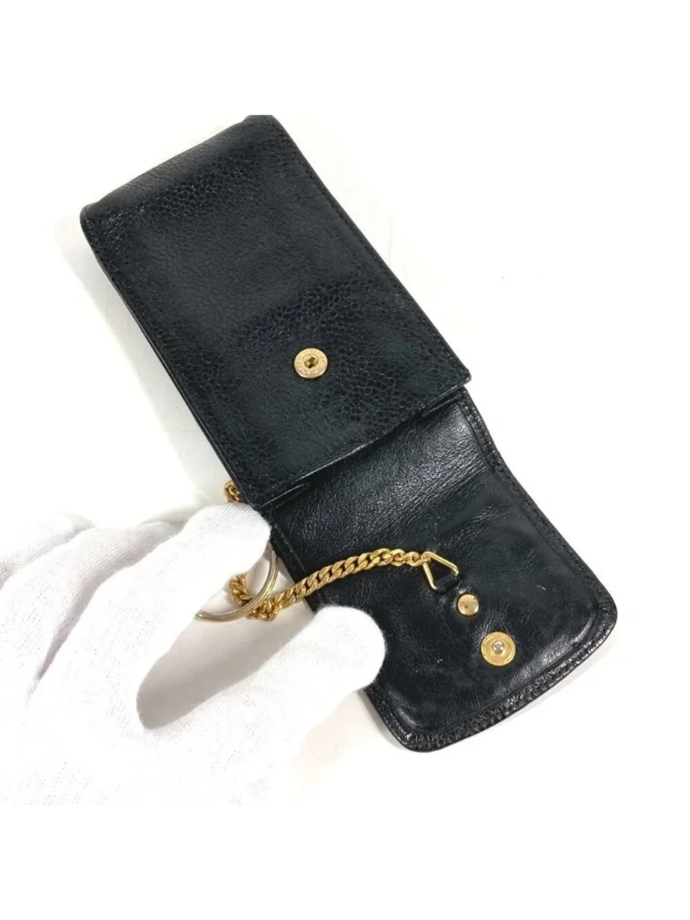 Chanel Cigarette Case CC Logo Caviar Leather Black